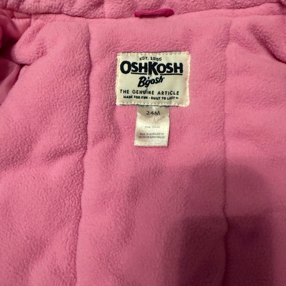 OSHKOSH B’gosh Pink Toddler GIRL’S Fleece Lined Jacket Coat Winter 24 MONTHS - Picture 3 of 10